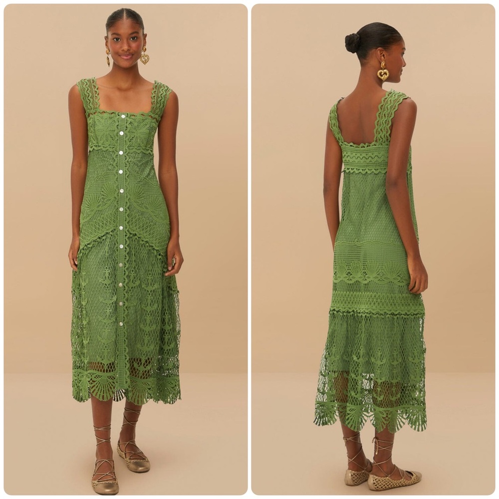 Farm Rio XL Green Nautical Guipure Maxi Dress - Picture 3 of 10